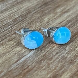 Elegant Larimar Stud Earrings